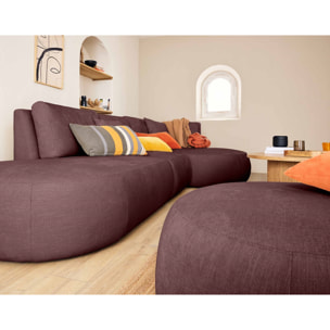 Santorini - module d'assise gauche - en tissu texturé - Prune