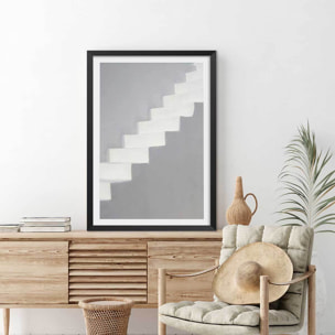 Poster milos stairs Affiche + cadre en bois - Noir