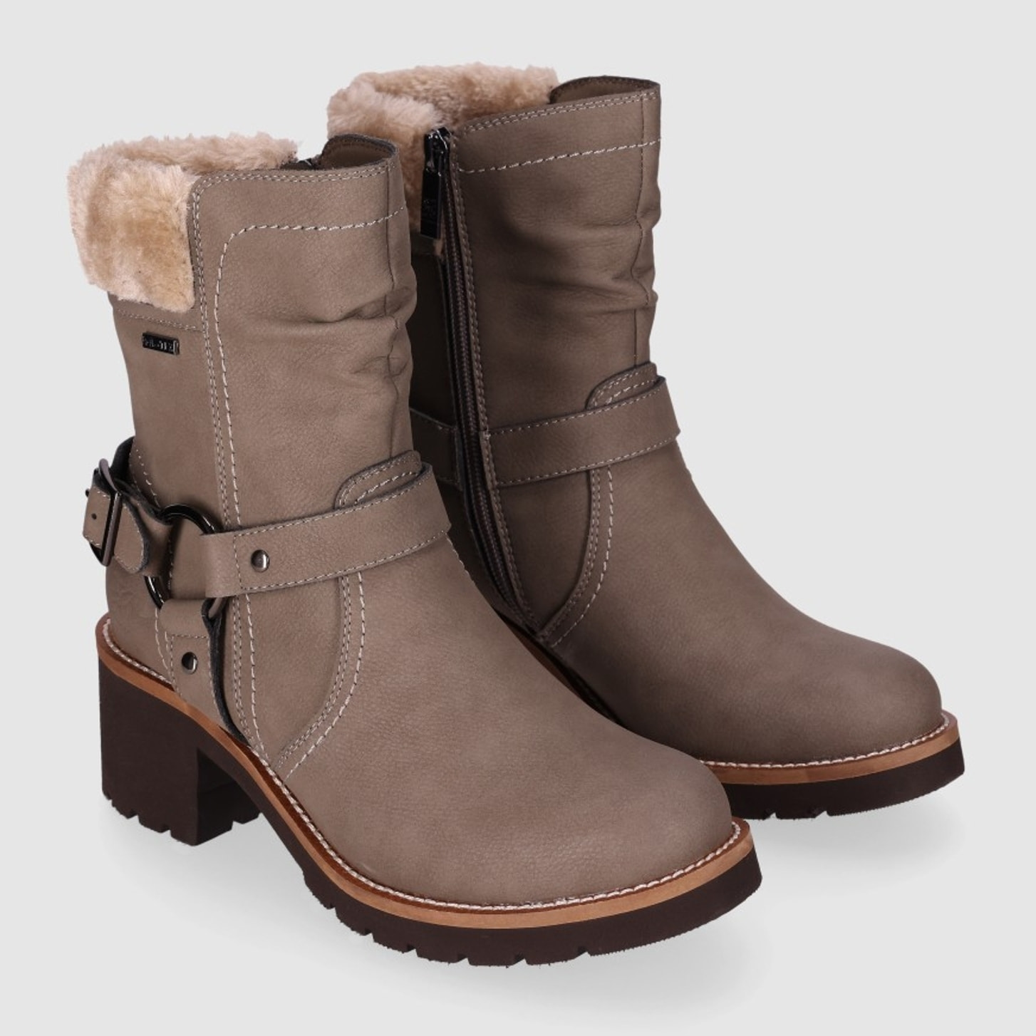 Botines de Piel - Taupe - Tacón: 5 cm