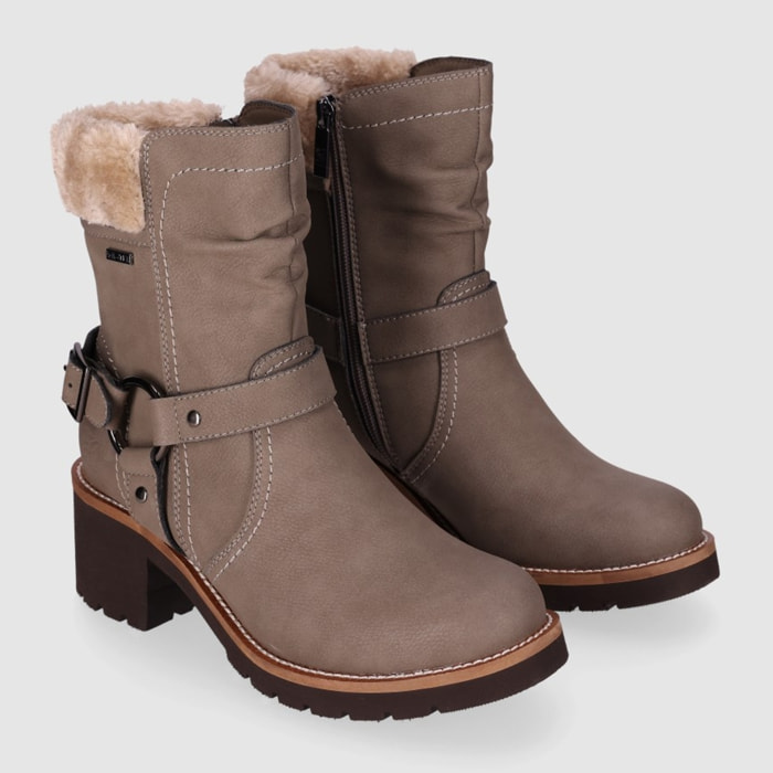 Botines de Piel - Taupe - Tacón: 5 cm