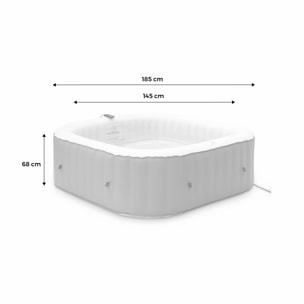 Spa MSPA gonflable carré – Fjord 6 - 6 places.  système anti-gel et désinfection UVC + bâche. 185cm. PVC. pompe. chauffage. gonfleur. filtre