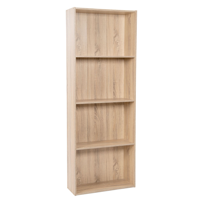 Beth - libreria in legno a 4 ripiani - 73x24x170h cm marrone
