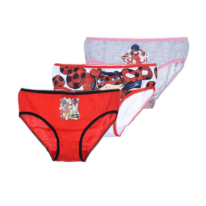 Set di 3 mutandine slip Miracolous Lady Bug 4 /5 Anni Lei  Multicolor