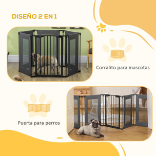 Parque Plegable para Perros de 6 Paneles Barrera de Seguridad 117x103x74cm Negro