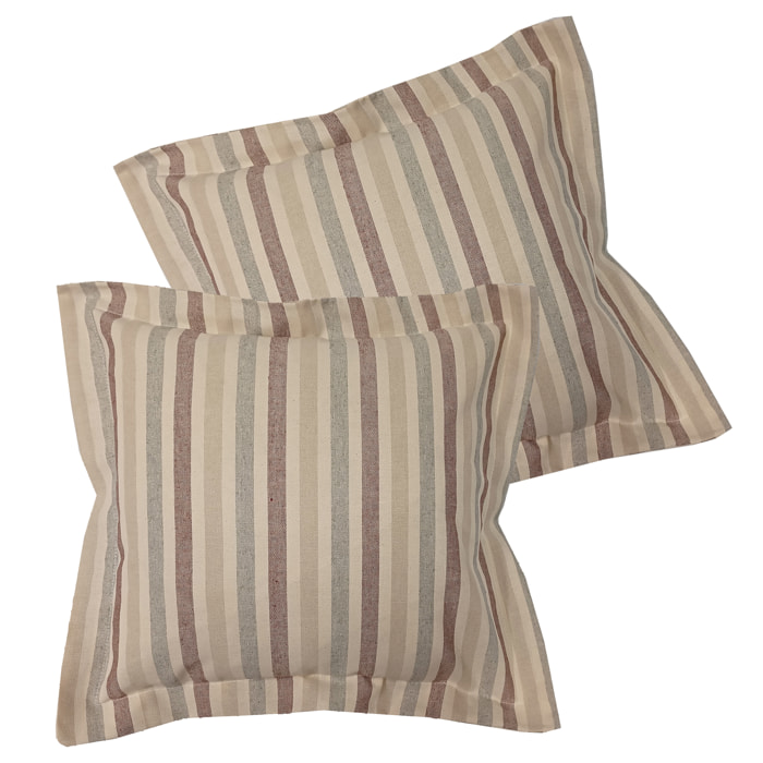 Coppia cuscini arredo riga rosso fodera 100% cotone riciclato imbottitura 100% polistere