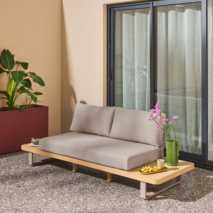 Banquette de jardin bois d'acacia et aluminium 2 places ACALIA LATIKA