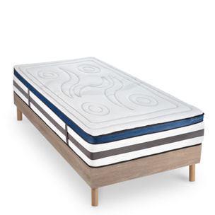Ensemble Matelas Quintessence & Sommier Kit Bois, Mémoire de Forme & Haute Densité, 30 cm, Accueil Enveloppant, Soutien Ferme