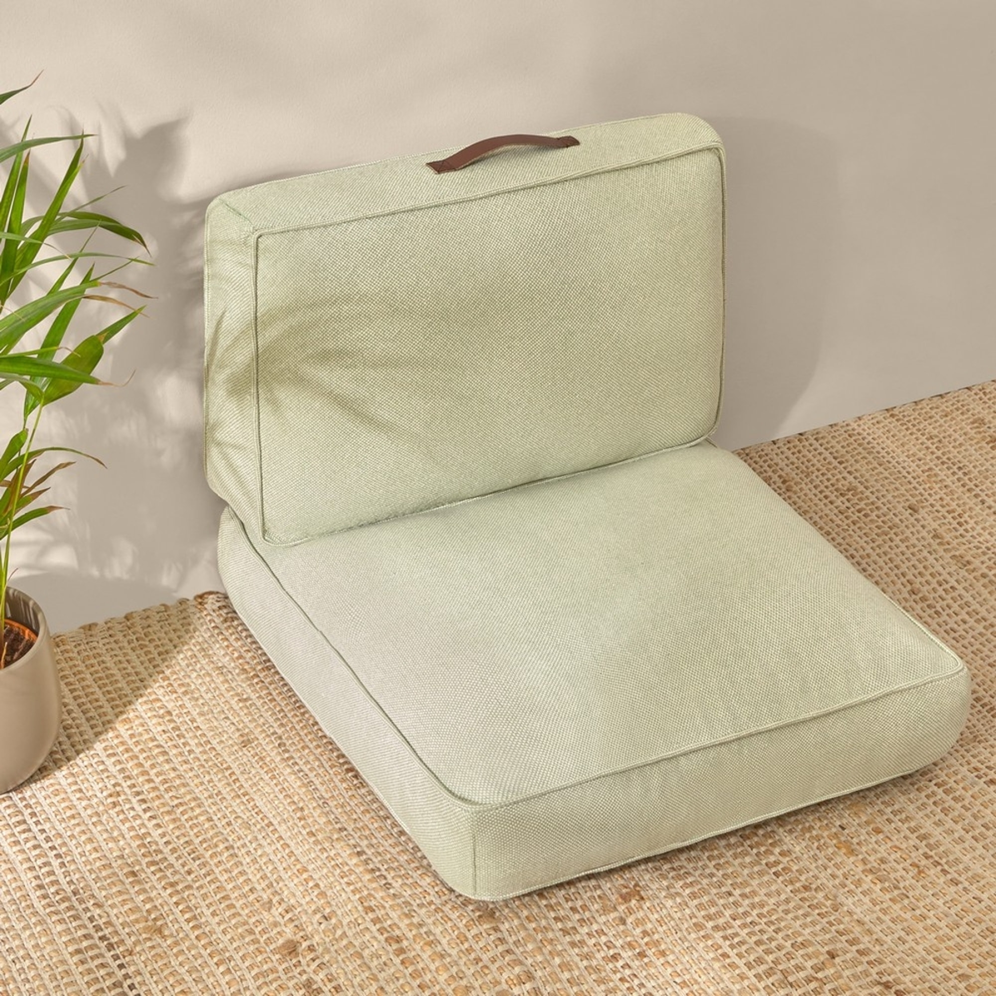 Funda de cojín chill out textura entramada Trichi color verde Algodón