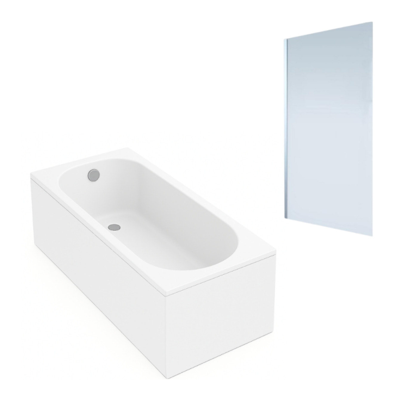 Baignoire droite Oberon quaryl 170 x 70 cm  + Pare bain gauche AURYS Mist 1 chromé