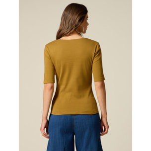 Oltre - T-shirt con scollo a V e maniche slim - Verde