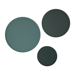 Tables d'appoints rondes en métal bleu gris et laiton (lot de 3) - Palombe
