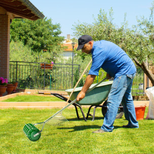 Rodillo Aireador de Césped, Aireador de Césped Manual con Clavos y Mango Desmontable de 100 cm en Tres Piezas y Púas para Aflojar el Suelo, para Jardín, Patio, 45 cm Ancho