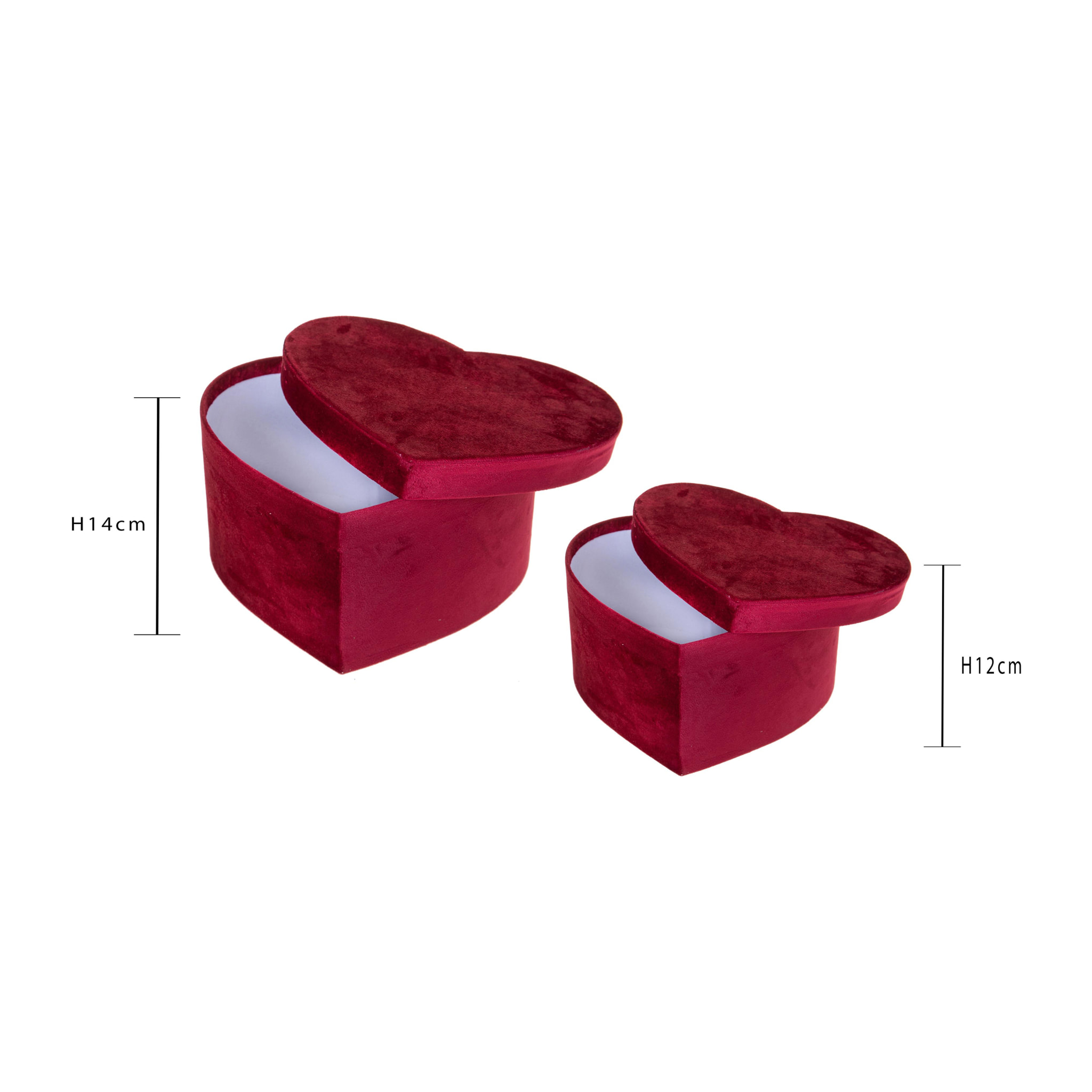 Set di 2 Scat.Cuore 27+25 Cm Velluto - Pezzi 1 - 27X14X23,5cm - Colore: Rosso - Bianchi Dino - Decorazioni Varie