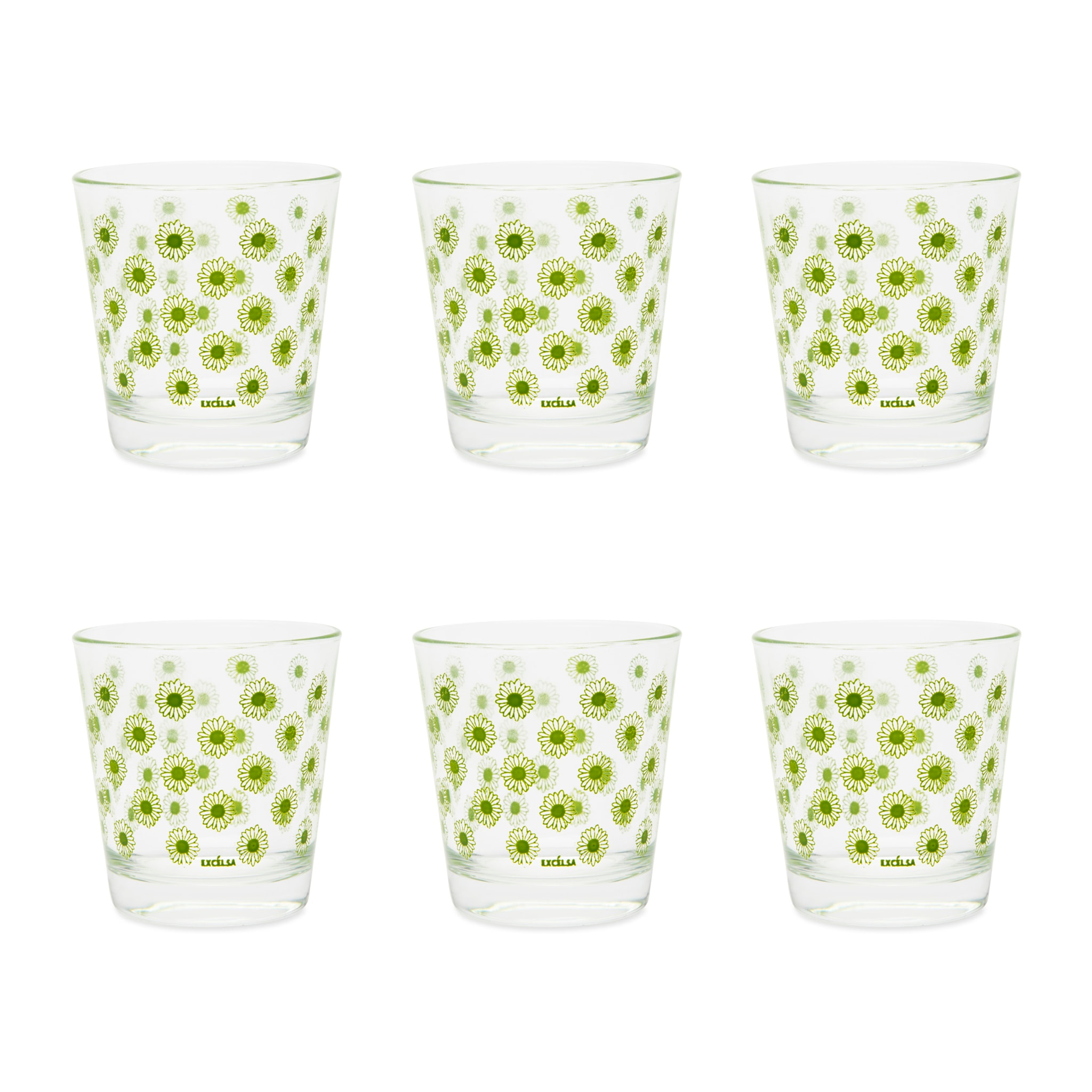 Set 6 Bicchieri Excelsa – Enjoy Margherite, Vetro Verde