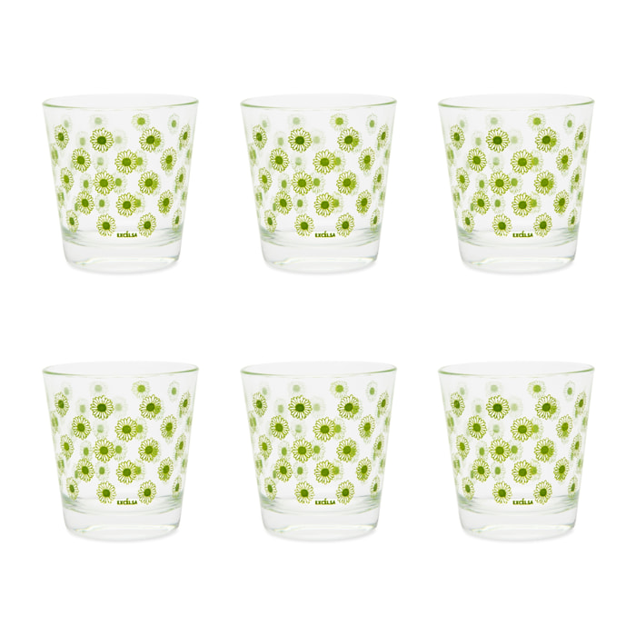 Set 6 Bicchieri Excelsa – Enjoy Margherite, Vetro Verde