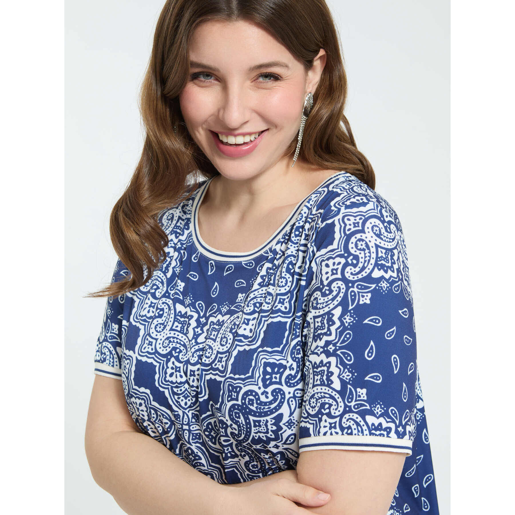 Fiorella Rubino - Vestito in jersey con stampa bandana - Blu