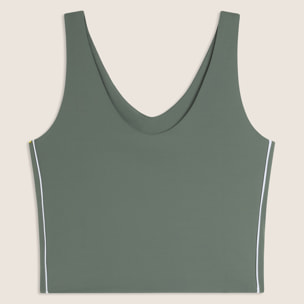 Canotta cropped slim fit con scollo a V in jersey quick dry