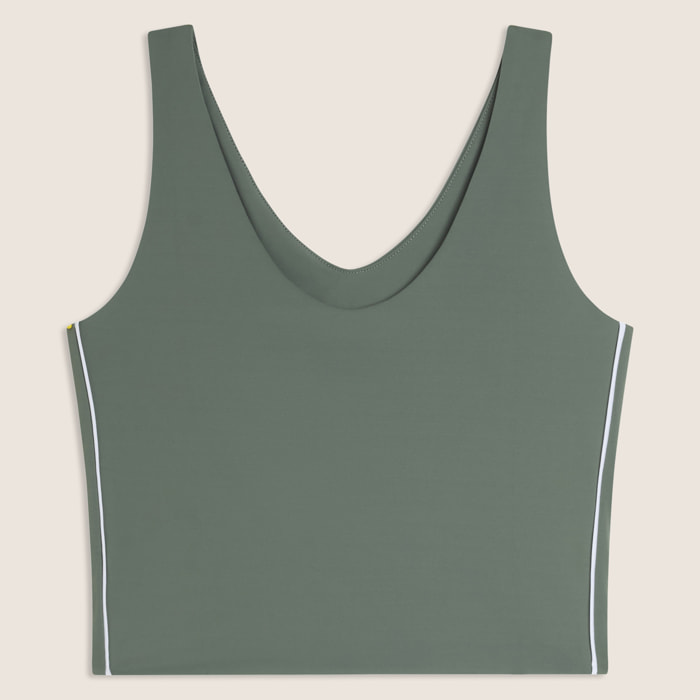 Canotta cropped slim fit con scollo a V in jersey quick dry