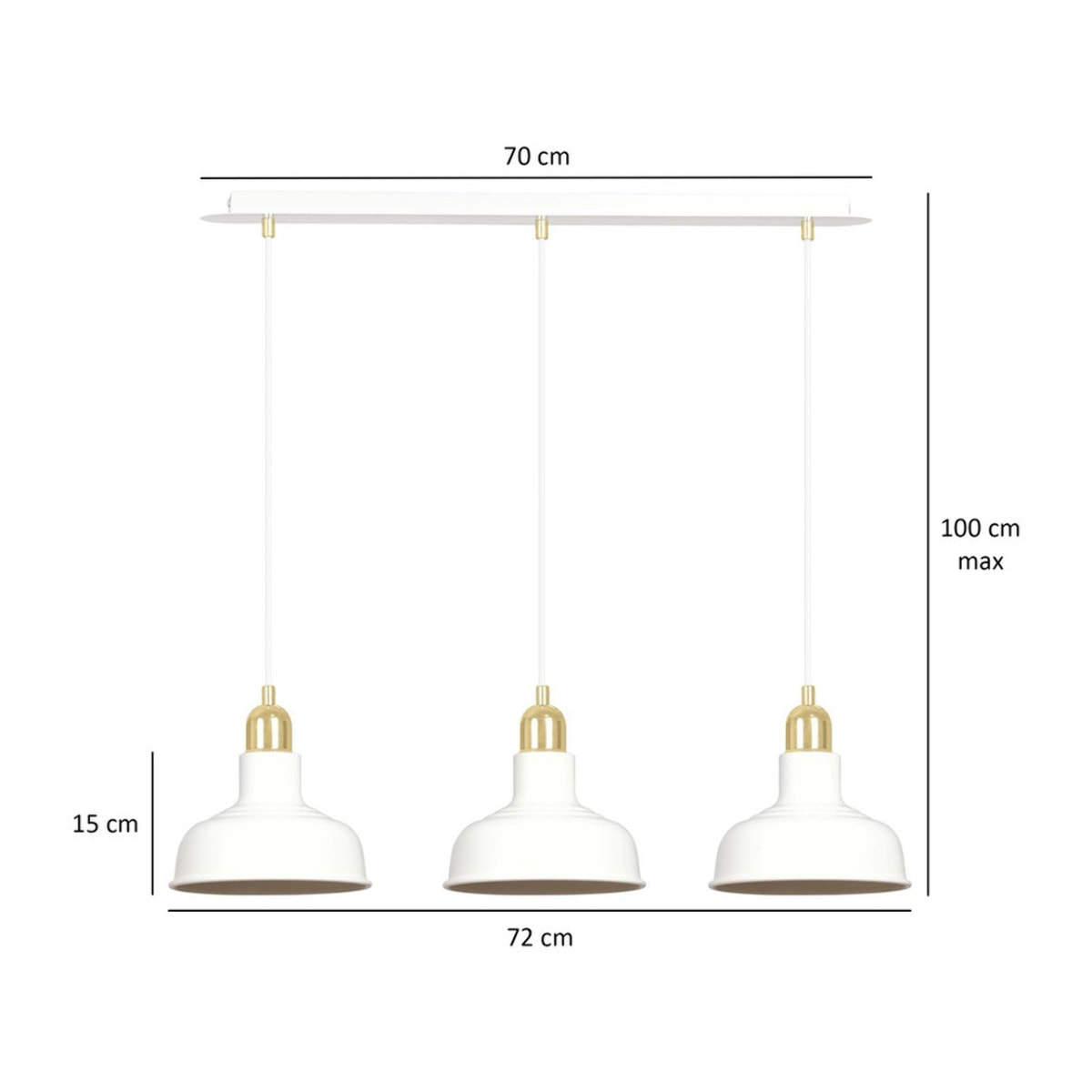 Lampada a sospensione IBOR in acciaio bianco e oro