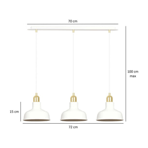 Lampada a sospensione IBOR in acciaio bianco e oro