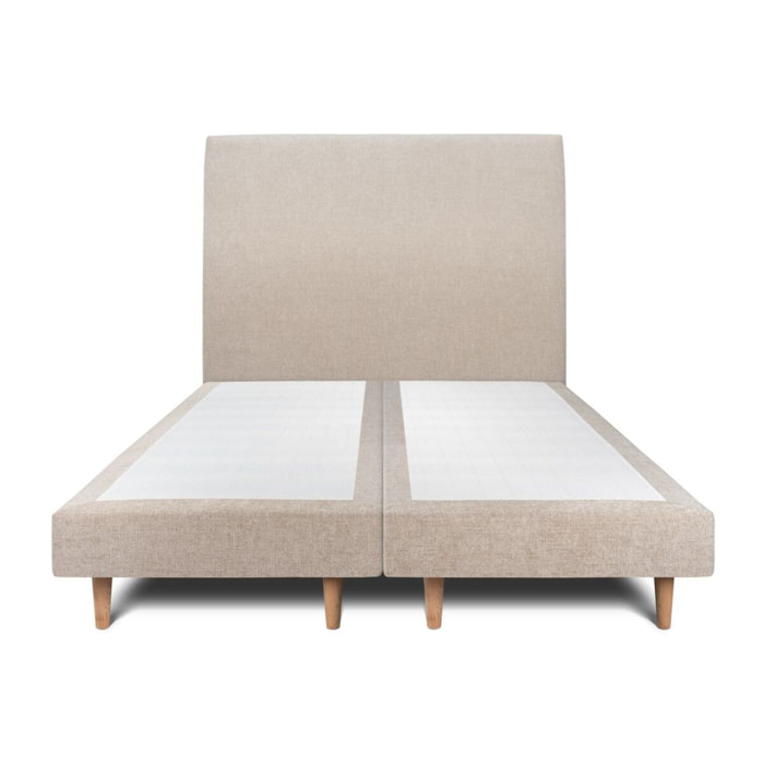 Lit avec tête de lit tapissée tissu et sommier tapissier ep14