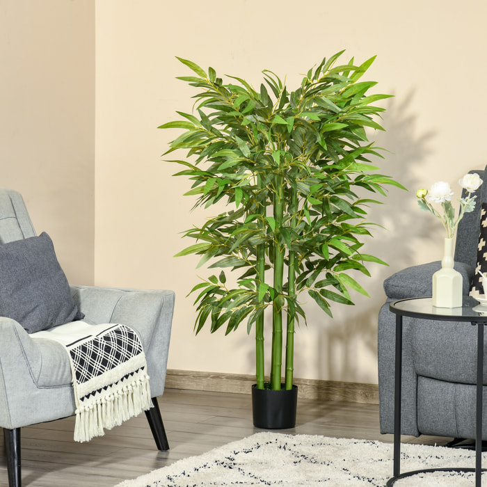 Bambou artificiel H.1,40m 6 pieds 780 feuilles denses réalistes pot inclus vert