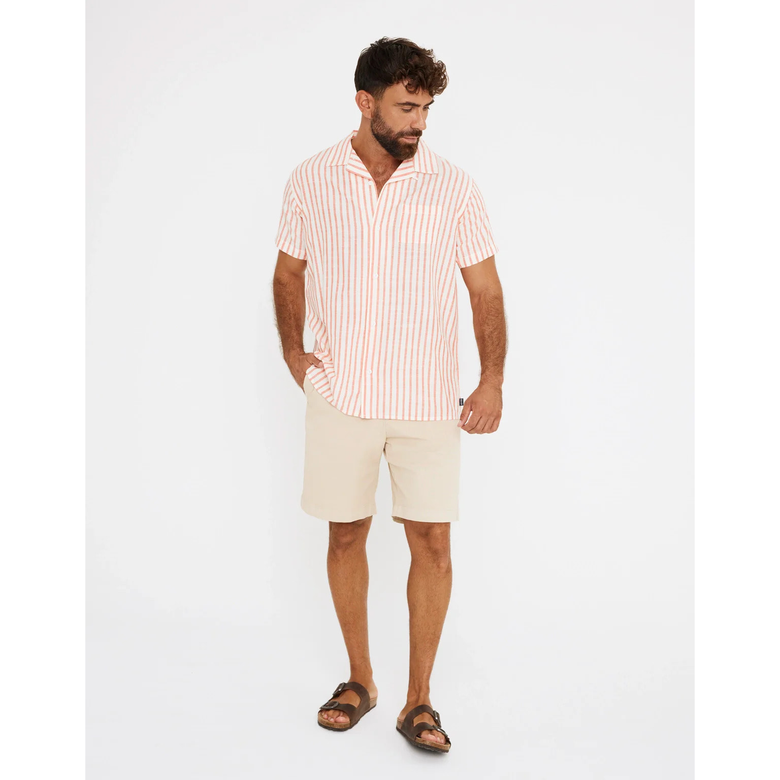 Camisa Rayas Manga Corta Rojo - Rayred