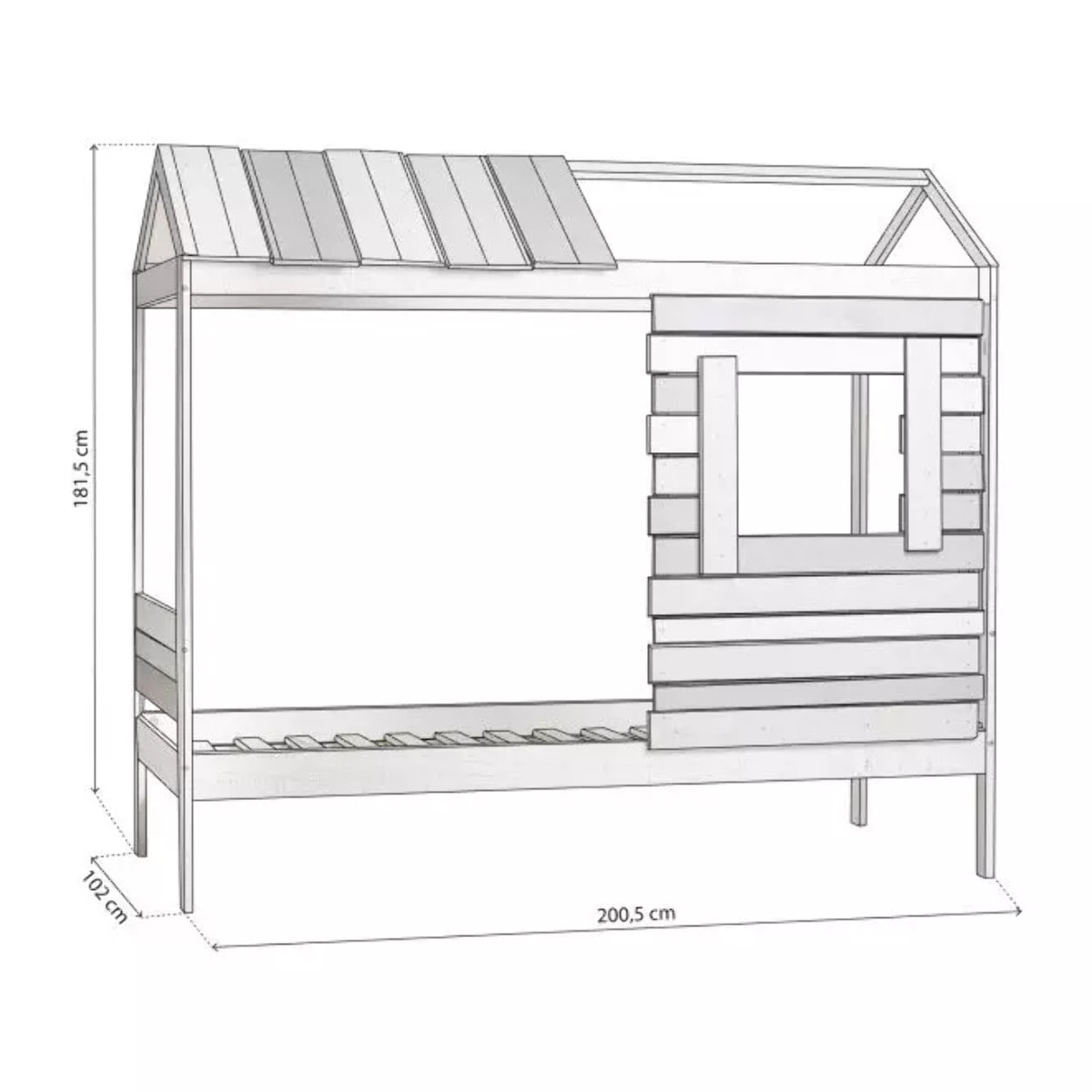 Cama cabaña Barnie W Vintage - Grayscale