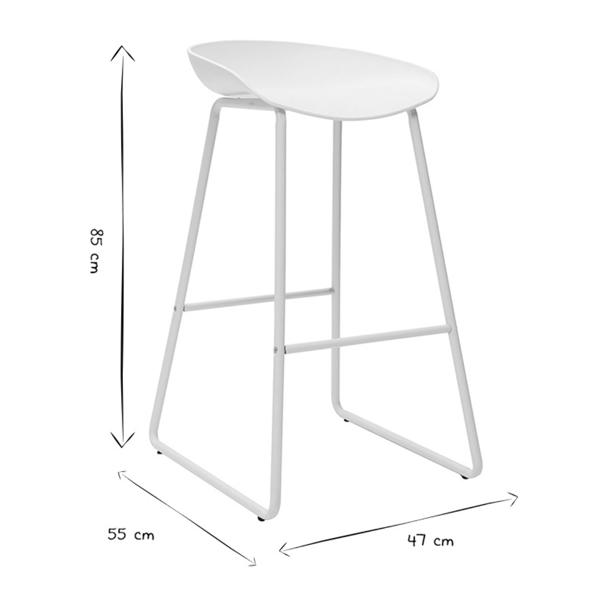 Tabourets de bar design blancs H75 cm  (lot de 2) PEBBLE