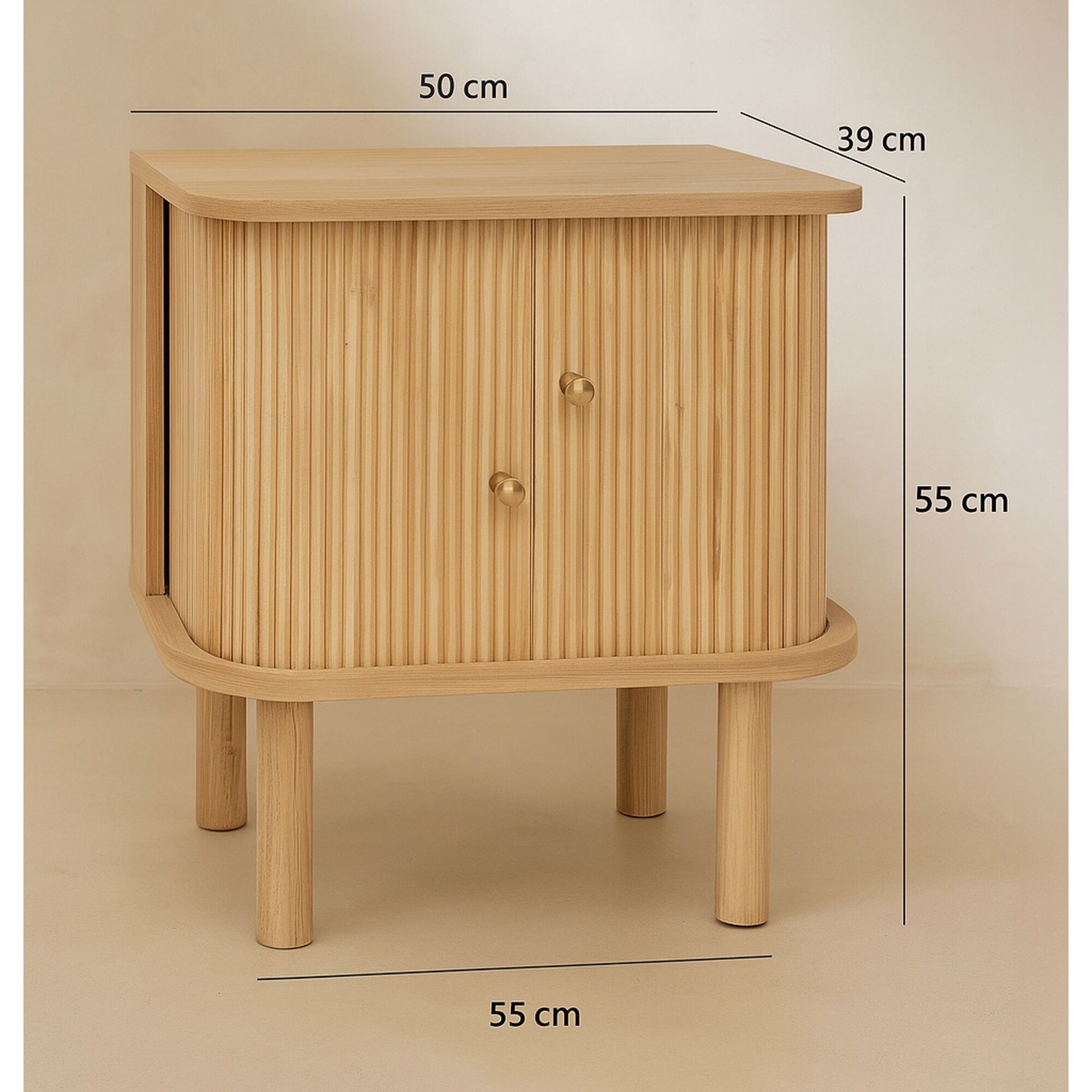 Meuble d'appoint en bois clair avec portes coulissantes HECTOR