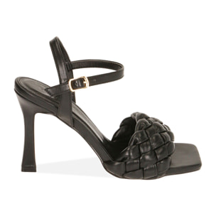 Sandalias negro acolchadas, tacón 9,5 cm