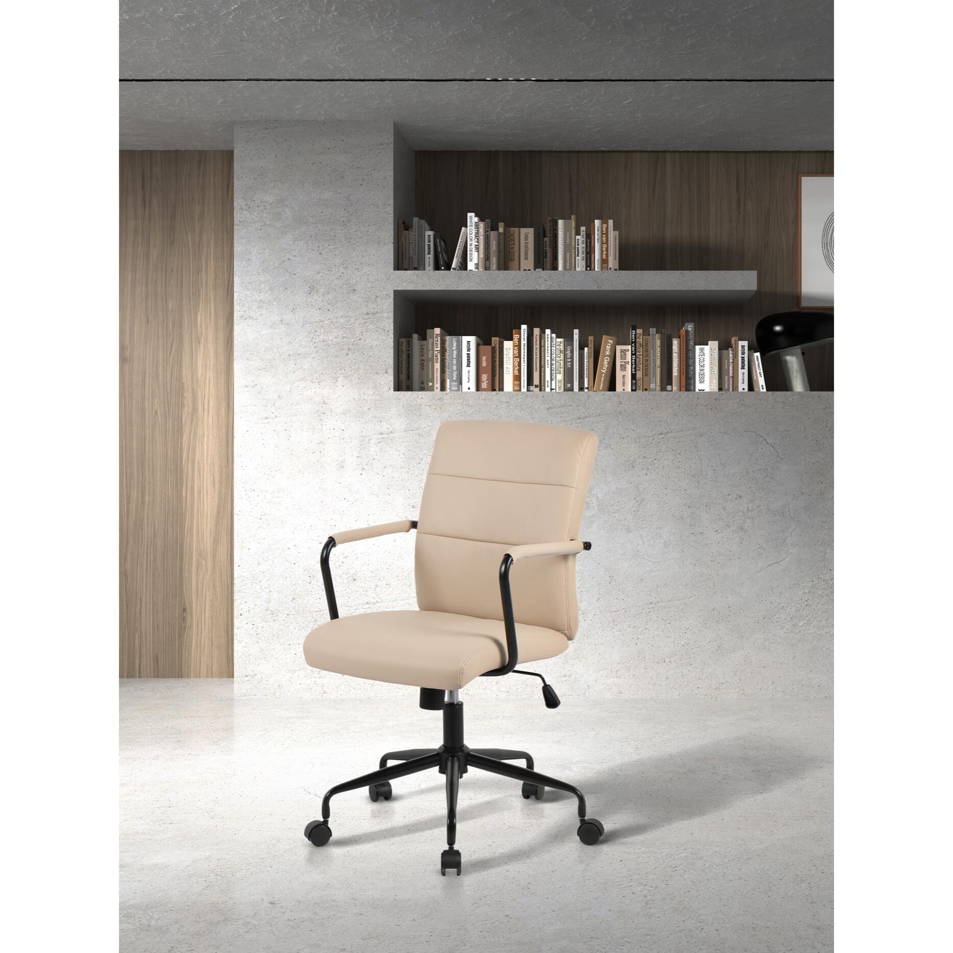 Silla de estudio Oli polipiel beige 99x64x70 cm