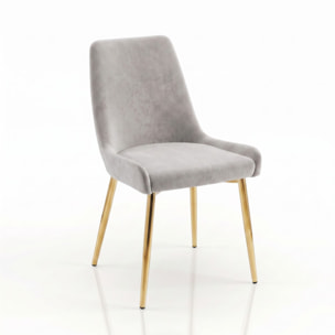 Sedia Imbottita in Effetto Velluto con Gambe Oro, Design Moderno ed Elegante per Sala da Pranzo, Cucina, Soggiorno, Studio e Ufficio