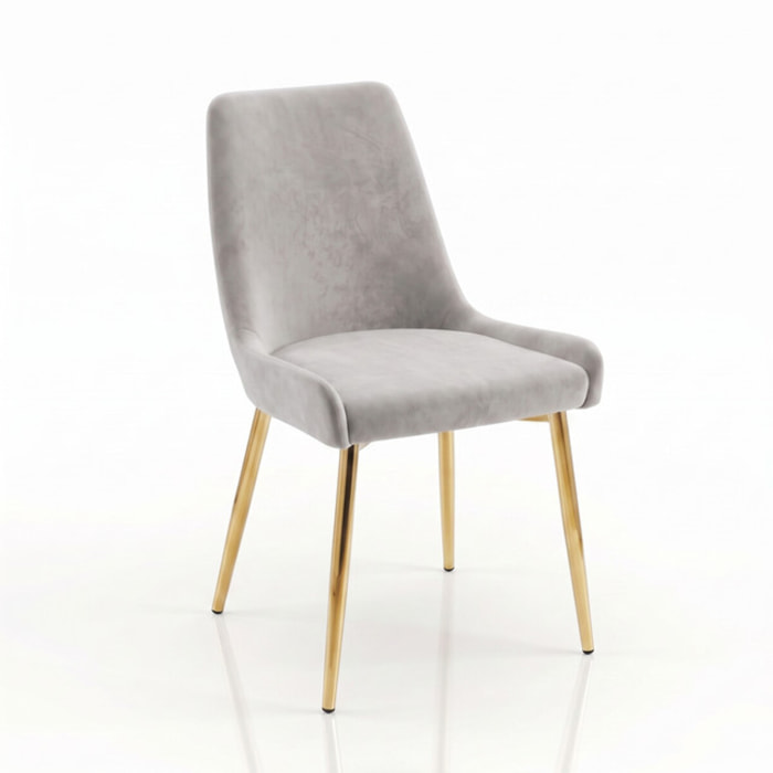 Sedia Imbottita in Effetto Velluto con Gambe Oro, Design Moderno ed Elegante per Sala da Pranzo, Cucina, Soggiorno, Studio e Ufficio