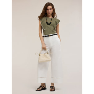 Motivi - Maglia a coste con rouches - Verde militare