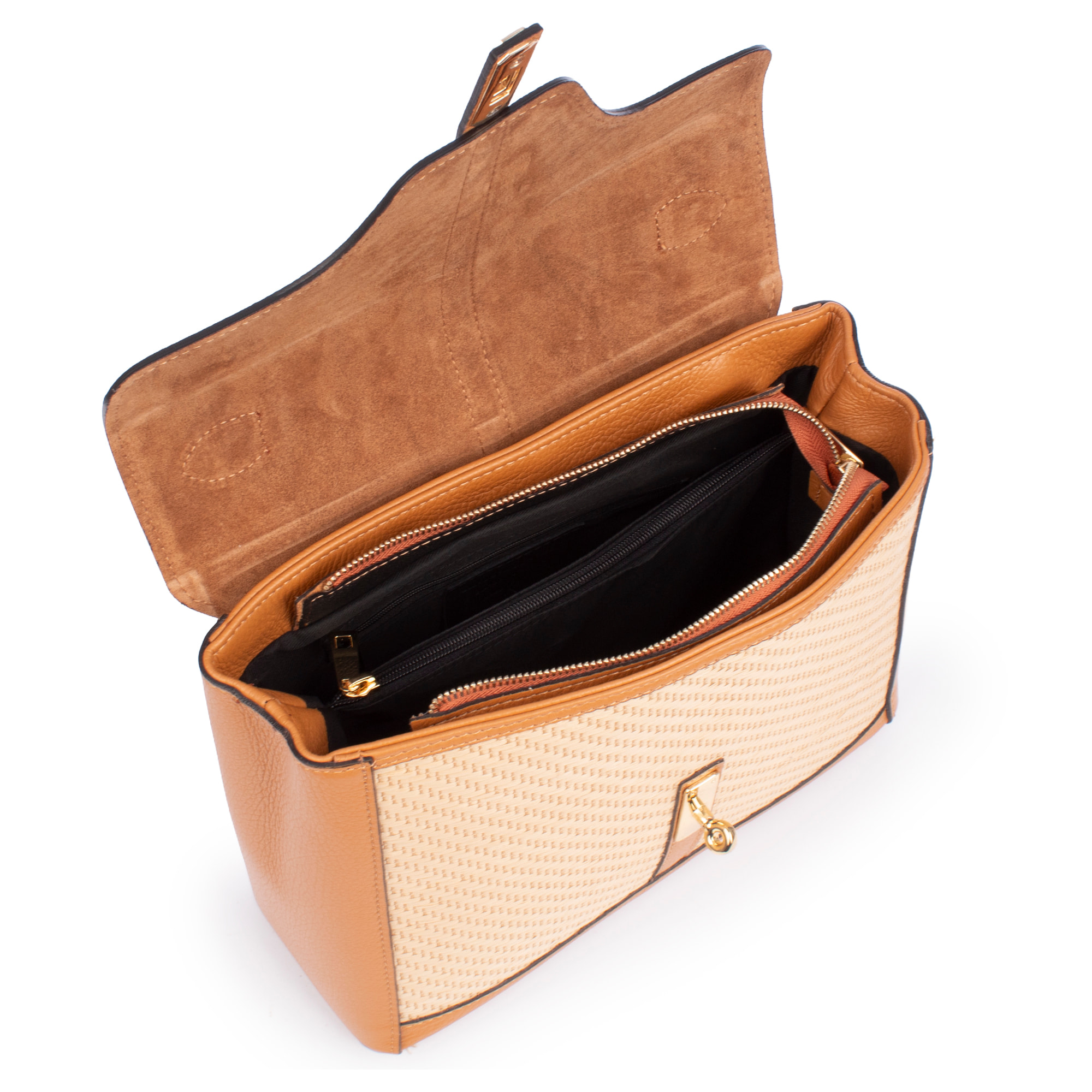 Basciano Borsa a mano Donna. Realizzata in vera pelle Dollaro e paglia.