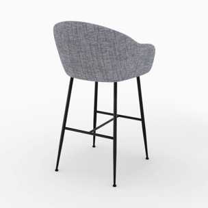 Chaise de bar en tissu gris chiné 76 cm - Socky