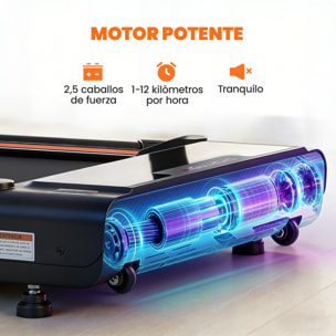 Cinta de Correr Plegable 2 en 1, Andar Caminadora Eléctrica 2.5HP con Escritorio Extraíble y Manillar Ajustable en Altura, 1-12 KM/H, Pantalla LED y Soporte para Móvil, para Hogar y Oficina
