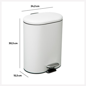 Poubelle Soft close métal 6L Blanc Siliflex