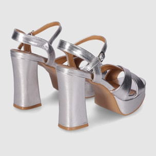 Sandalias - Plata - Tacón: 10 cm