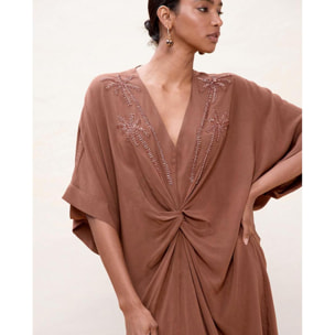 Abito midi in lino annodato