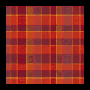 Nappe pur coton enduit motif jacquard orange rouge Mille wax ketchup