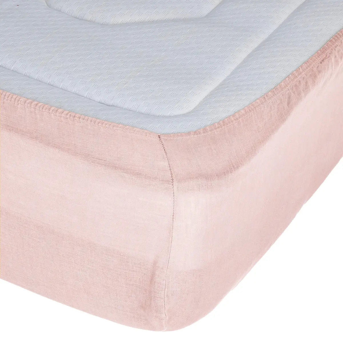 Drap-housse "Linah" - rose - lin lavé 140x190 cm