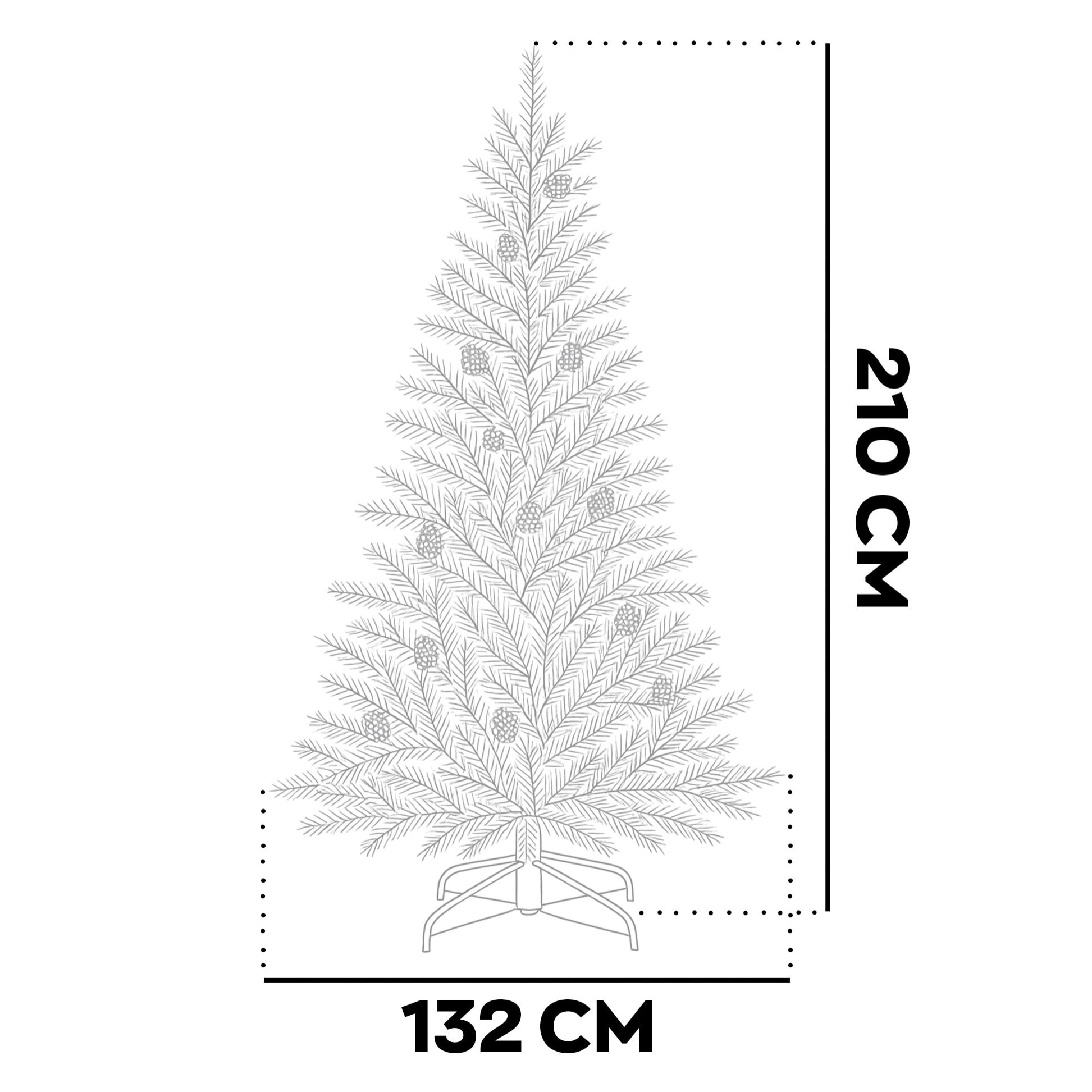 Boho - Albero di Natale con pigne in PVC ø132x210H cm, 1053 Punte