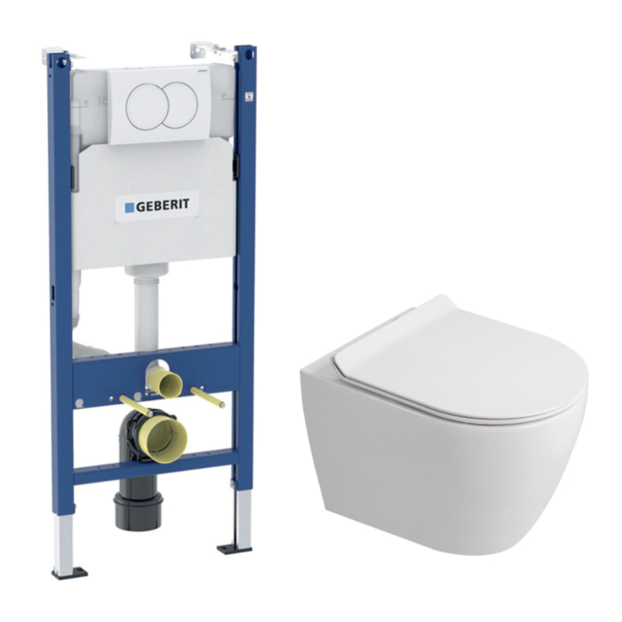 Delta pack WC bâti-support Duofix + WC suspendu sans bride Ceramia PixL avec abattant SoftClose + plaque (GEBCEPXWT02FR-VP)
