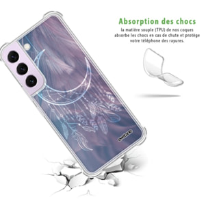 Coque Samsung Galaxy S21 FE Silicone antichocs Solides coins renforcés Protection Housse transparente Lune Attrape Rêve Evetane