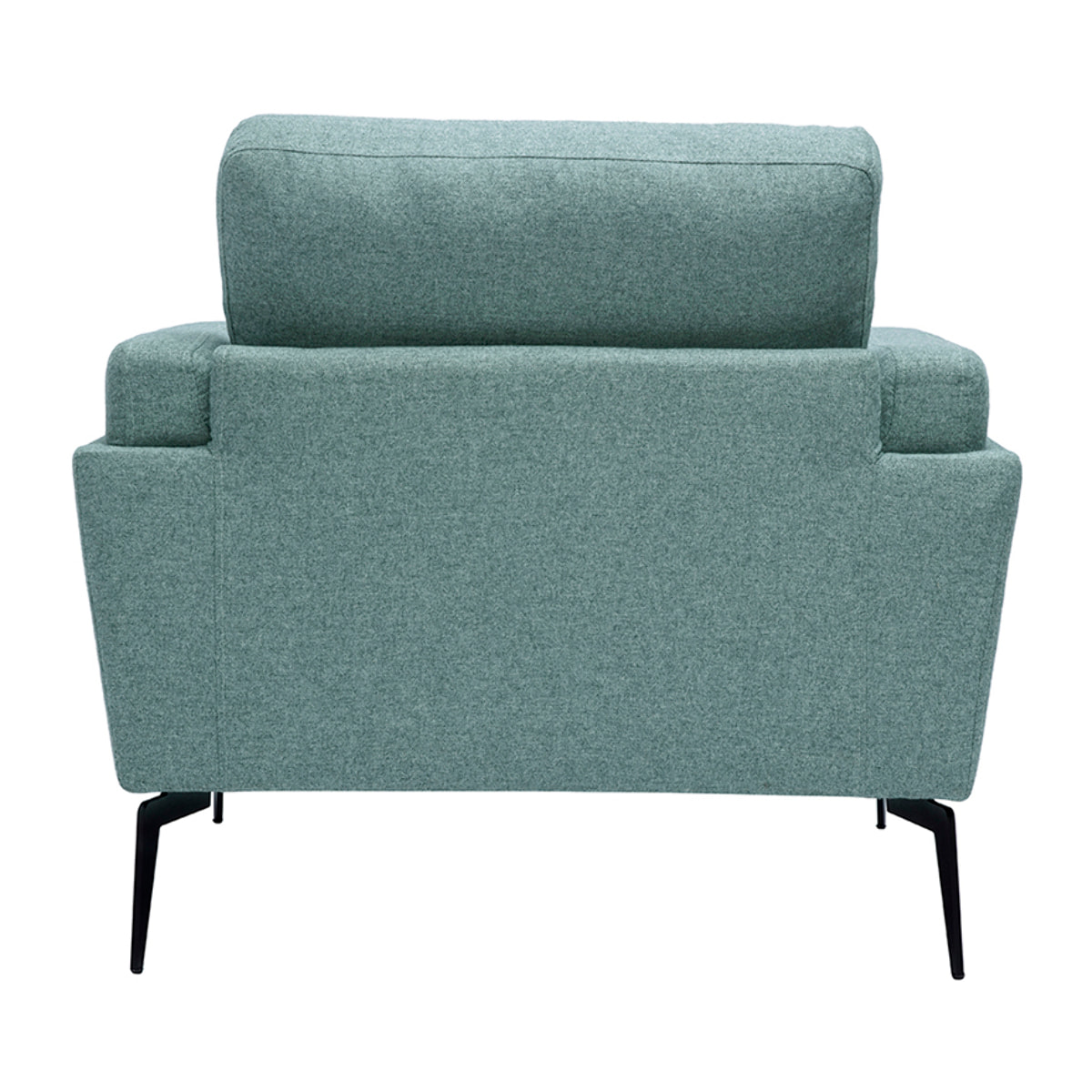 Fauteuil design en tissu vert de gris et métal noir MOSCO