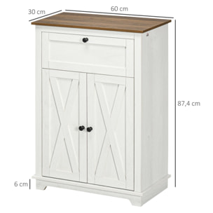 Aparador para Salón Armario de Almacenamiento con Puertas Dobles Cajón y Estante Ajustable para Cocina Dormitorio 60x30x87,4 cm Blanco