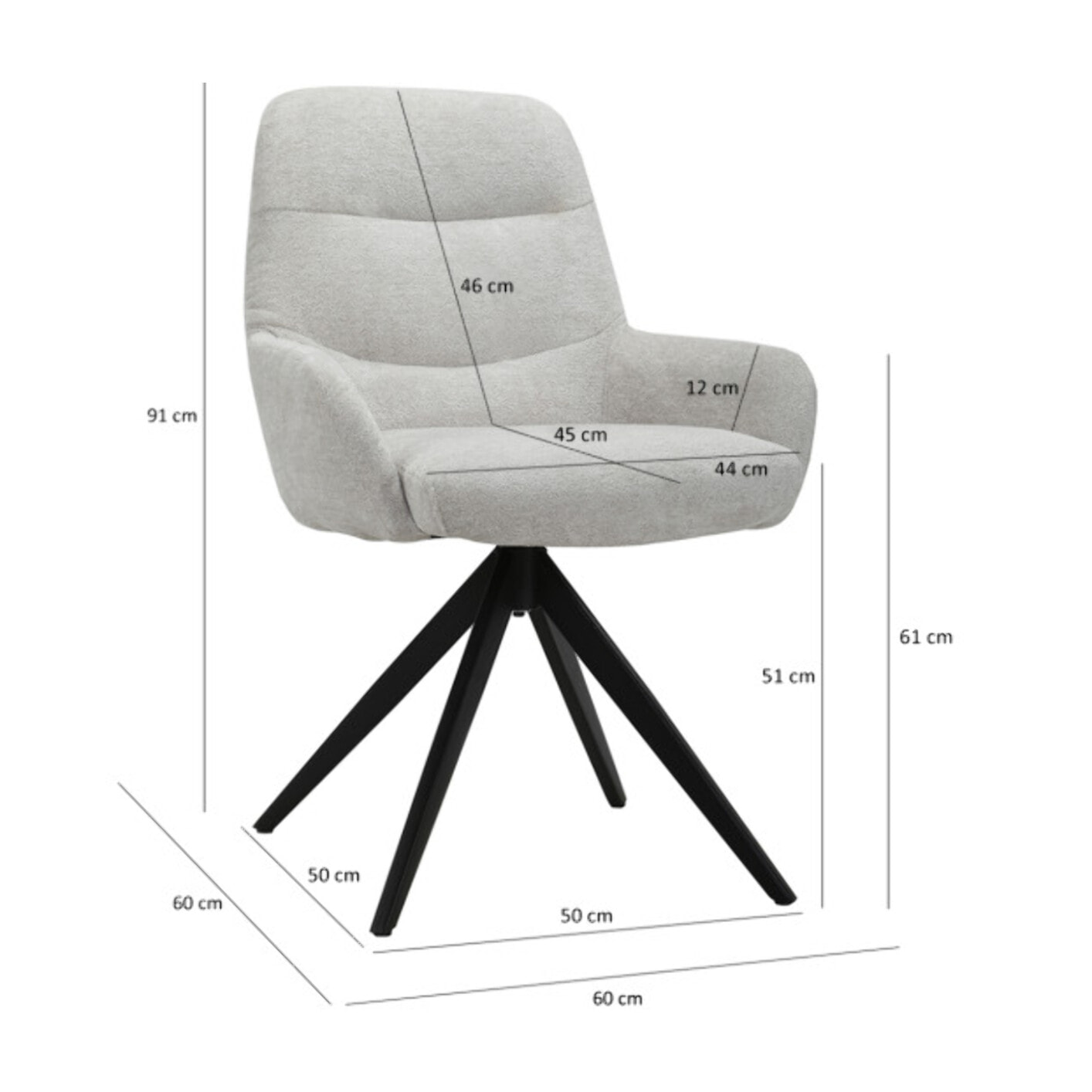 Chaise rotative 360 avec accoudoirs et pieds métal - 2 coloris - OSMAN
