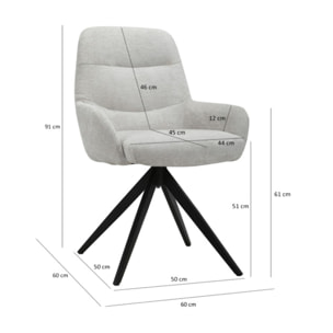 Chaise rotative 360 avec accoudoirs et pieds métal - 2 coloris - OSMAN